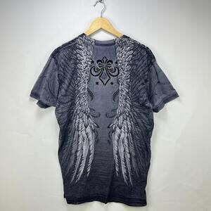 Vintage Y2K Affliction Wings Goth Punk T-Shirt Large